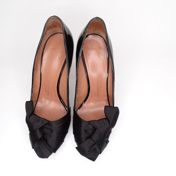 Giuseppe Zanotti Satin bow Patent Peep Toe Pumps - Picture 4 of 14